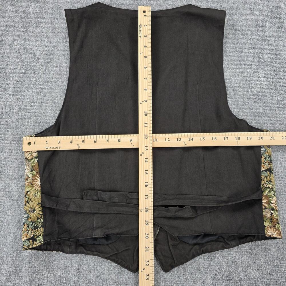 Vintage LL Bean Vest Womens 16 Floral Tapestry Button Front Belted Lined USA - Picture 4 of 15